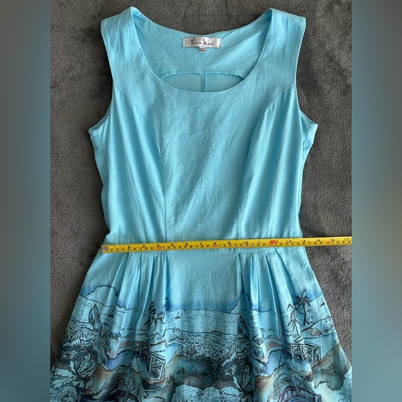 Rica Mare (Ukraine) Summer Mini Blue Dress, L (runs small, best for USA 6). - Picture 7 of 9